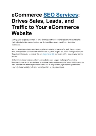 eCommerce SEO Services