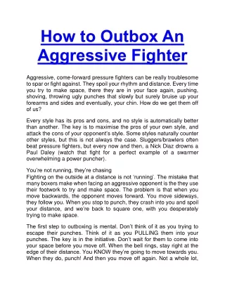 How to Outbox An Aggressive Fighter