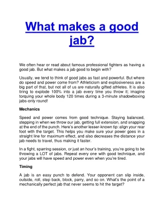What makes a good jab