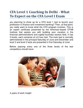 CFA Level 1 Coaching In Delhi - What To Expect on the CFA Level I Exam