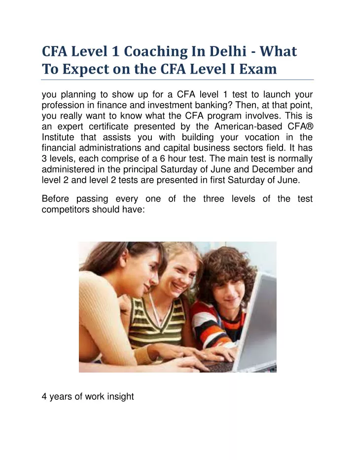 cfa level 1 coaching in delhi what to expect