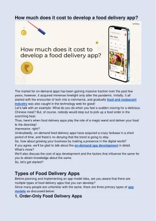 How much does it cost to develop a food delivery app?