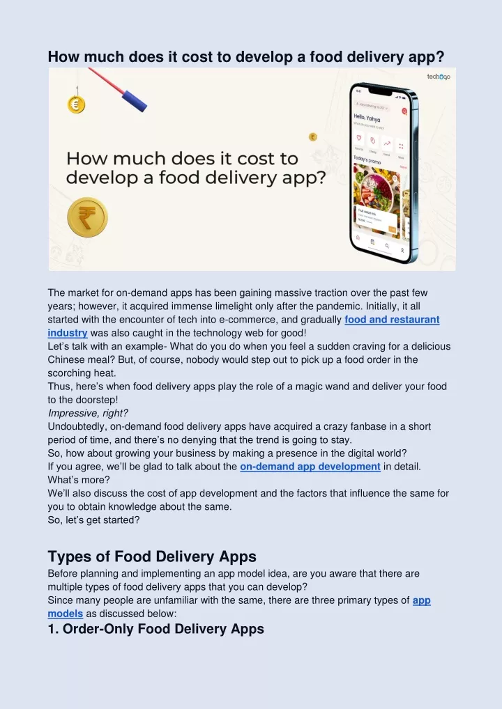 how much does it cost to develop a food delivery