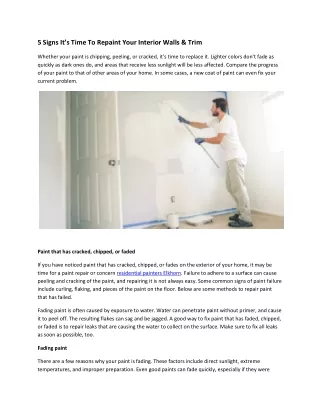 5 Signs It’s Time To Repaint Your Interior Walls & Trim