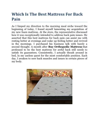 Which Is The Best Mattress For Back Pain