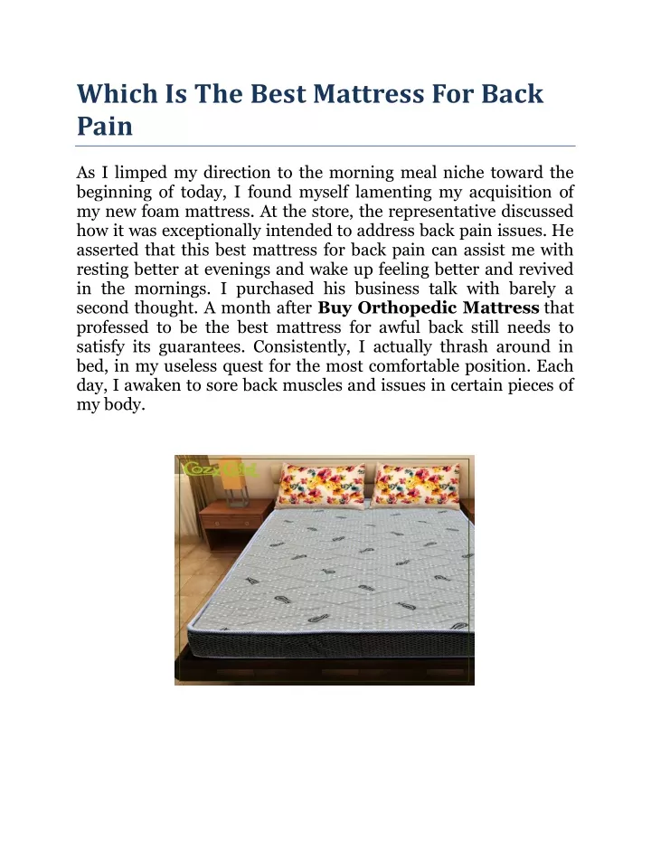 which is the best mattress for back pain