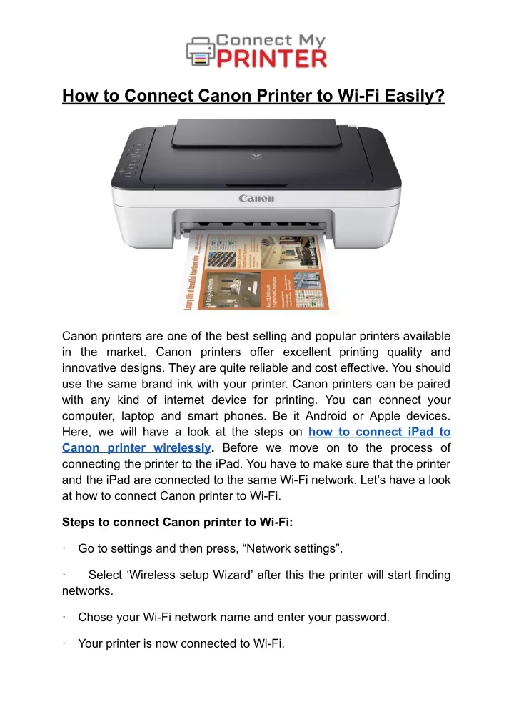 how to connect canon printer to wi fi easily