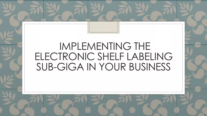 implementing the electronic shelf labeling sub giga in your business