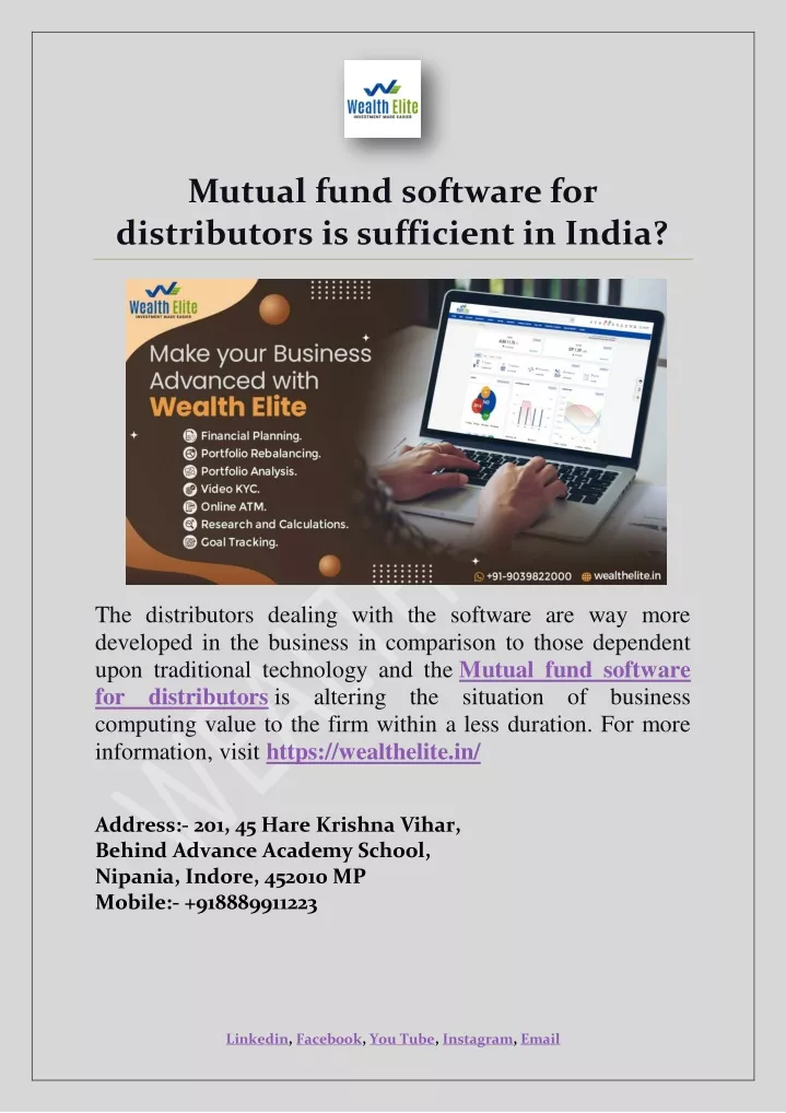 mutual fund software for distributors