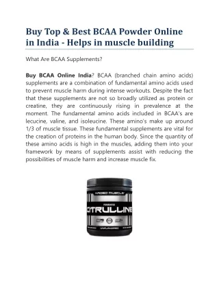 Buy Top & Best BCAA Powder Online in India - Helps in muscle building