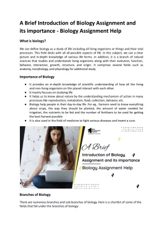 a brief introduction of biology assignment