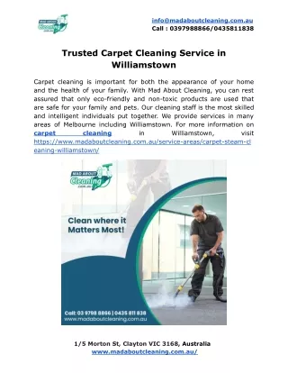 Trusted Carpet Cleaning Service in Williamstown