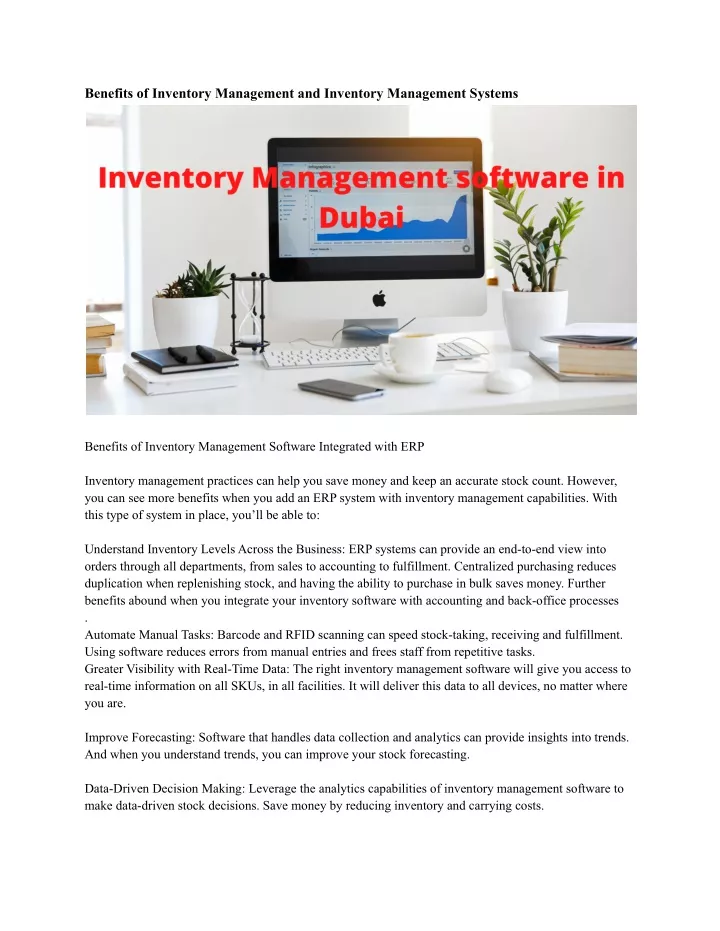 benefits of inventory management and inventory