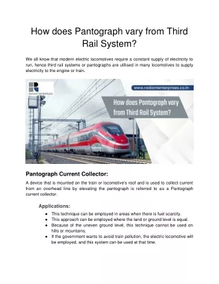 how does pantograph vary from third rail system