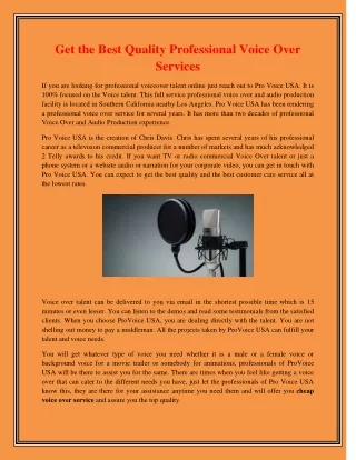 get the best quality professional voice over