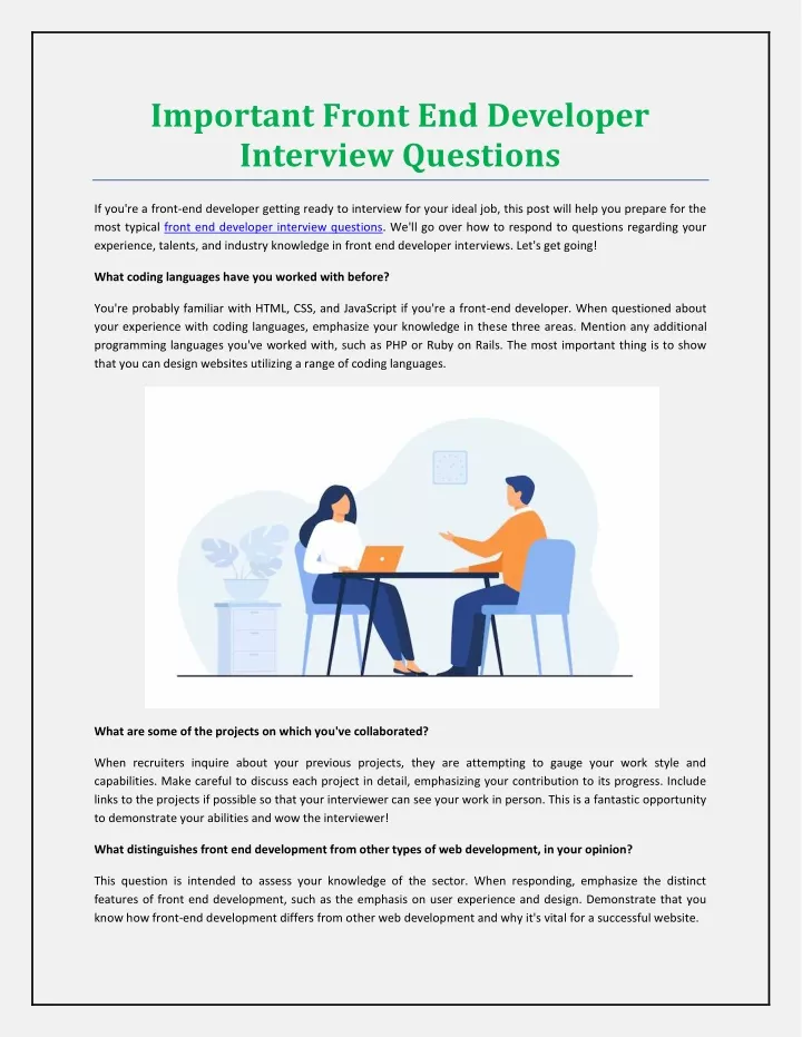 PPT - Important Front End Developer Interview Questions PowerPoint ...