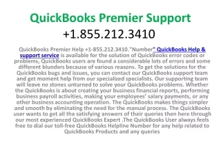 QuickBooks Premier Support  1.855.212.3410 