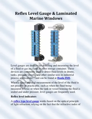 Reflex Level Gauge & Laminated Marine Windows