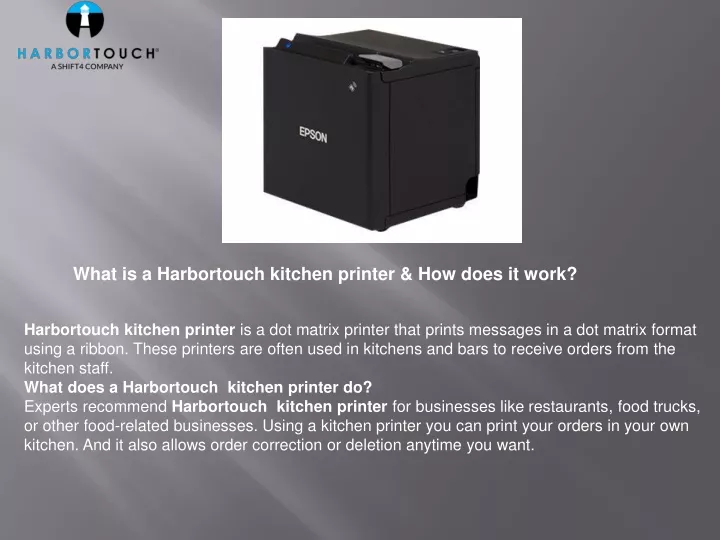 what is a harbortouch kitchen printer how does