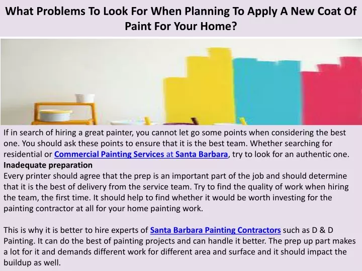 what problems to look for when planning to apply a new coat of paint for your home