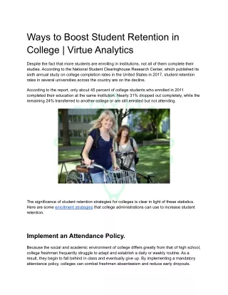Ways to Boost Student Retention in College |Virtue Analytics
