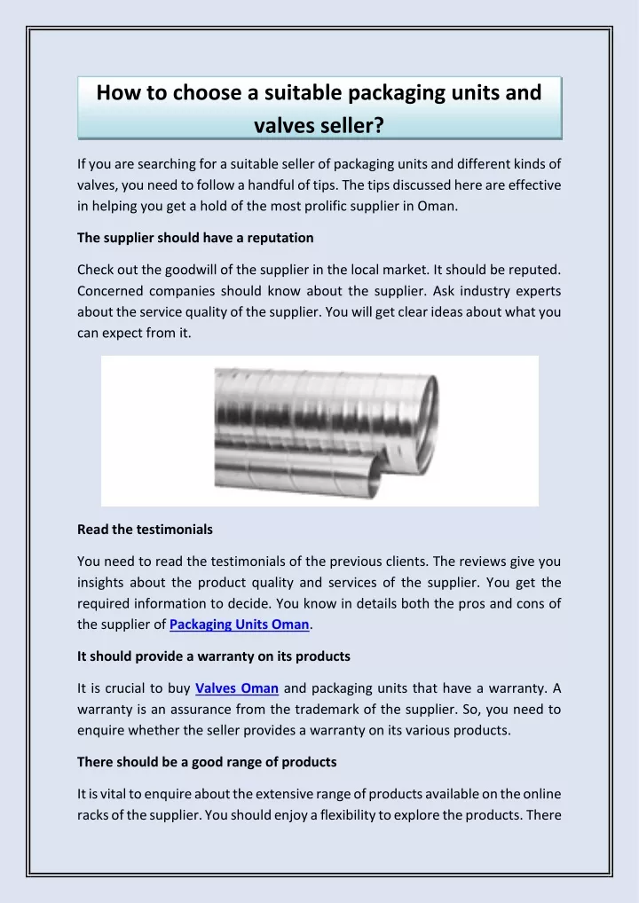 how to choose a suitable packaging units