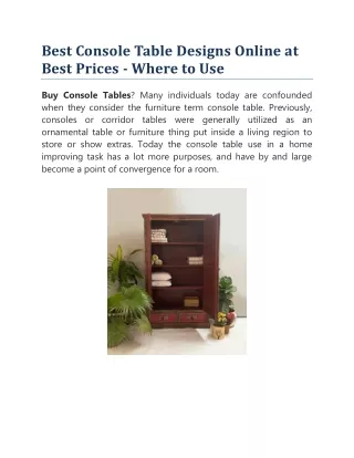 Best Console Table Designs Online at Best Prices - Where to Use