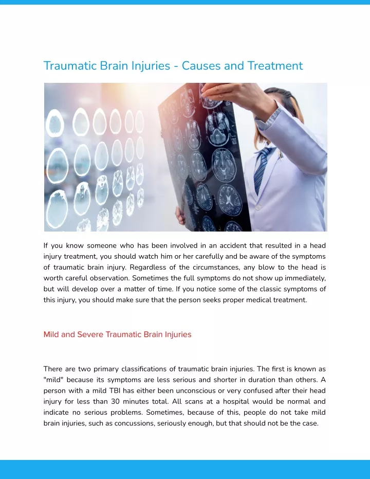 traumatic brain injuries causes and treatment