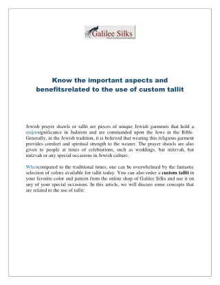 know the important aspects and benefitsrelated