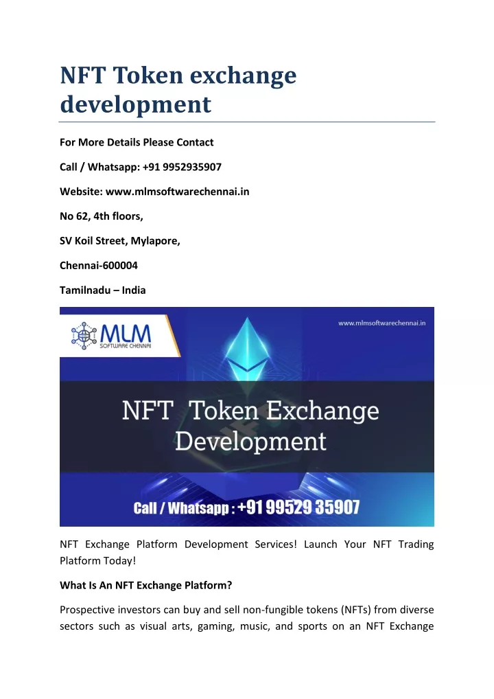 nft token exchange development