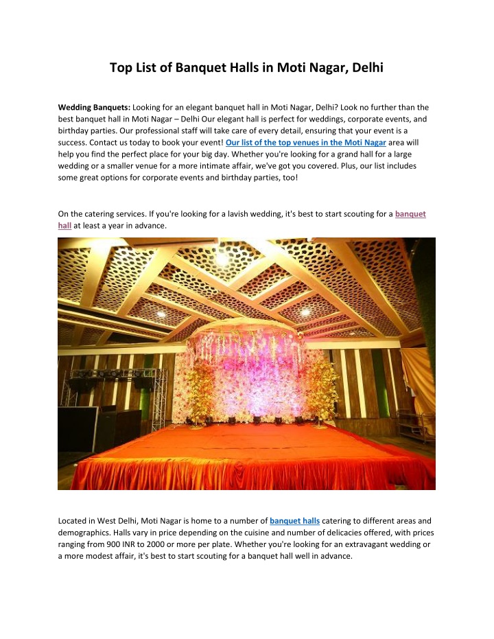 top list of banquet halls in moti nagar delhi