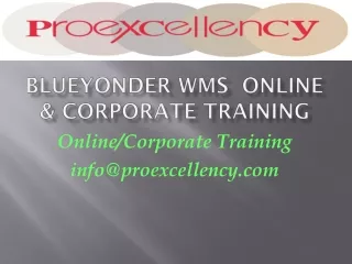 JDA Blue Yonder WMS supply chain Training By Proexcellency
