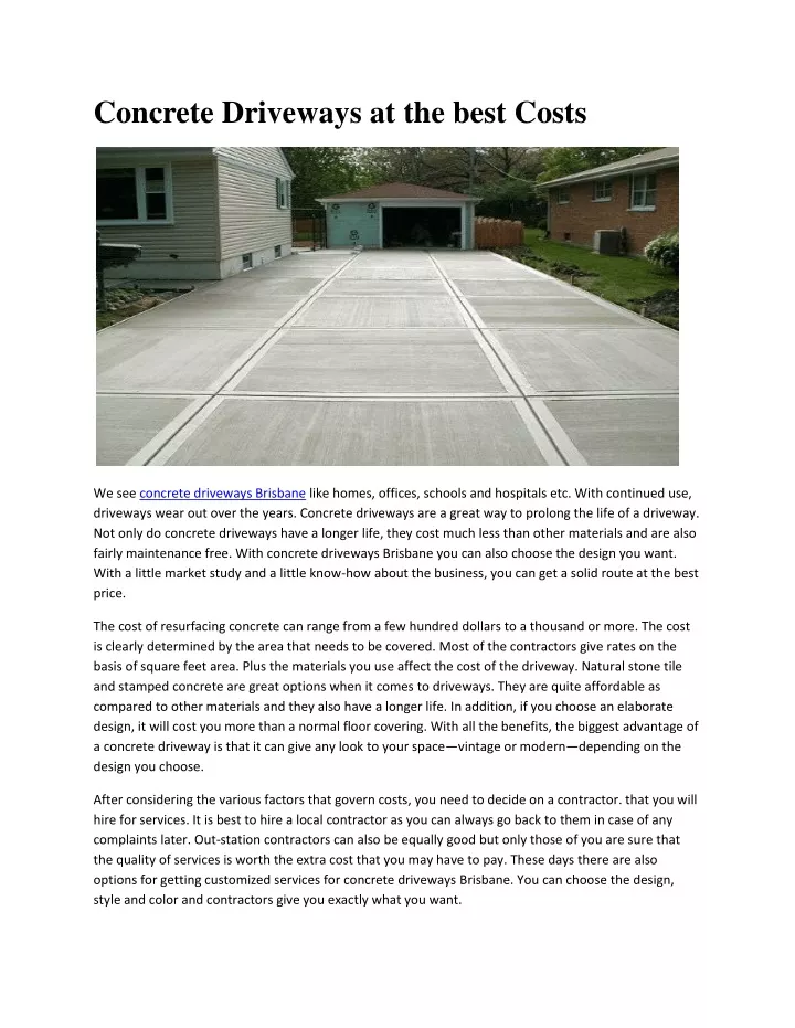 concrete driveways at the best costs