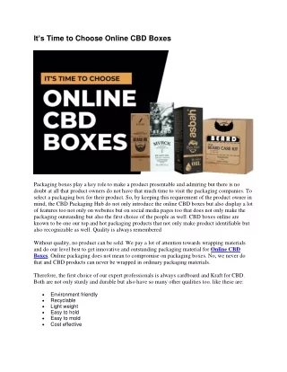 It’s Time to Choose Online CBD Boxes