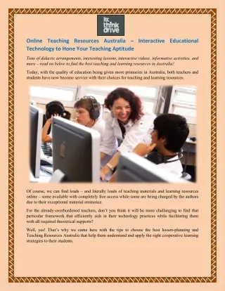 Online Teaching Resources Australia – Interactive Educational Technology to Hone Your Teaching Aptitude