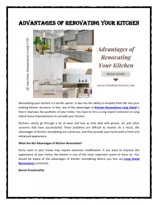 Advantages Of Renovating Your Kitchen