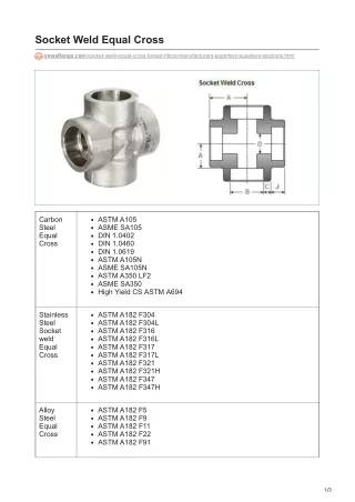 Socket Weld Equal Cross Suppliers In India