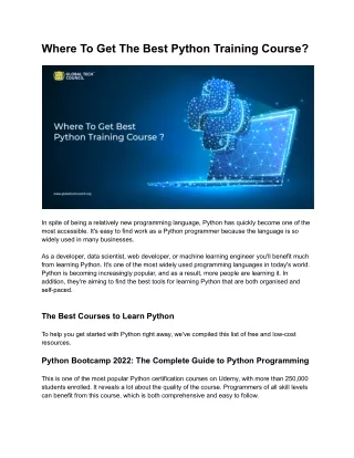 Where To Get The Best Python Training Course