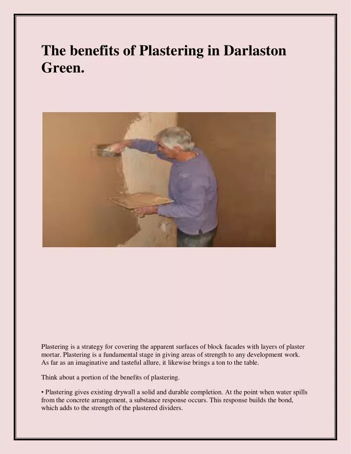 the benefits of plastering in darlaston green