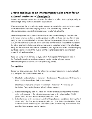 create and invoice an intercompany sales order