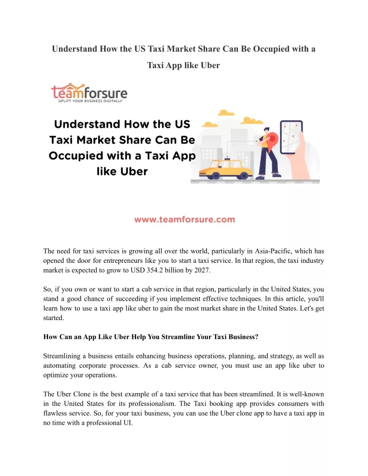 understand how the us taxi market share