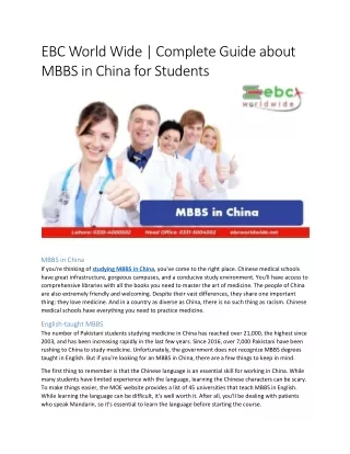 ebc world wide complete guide about mbbs in china