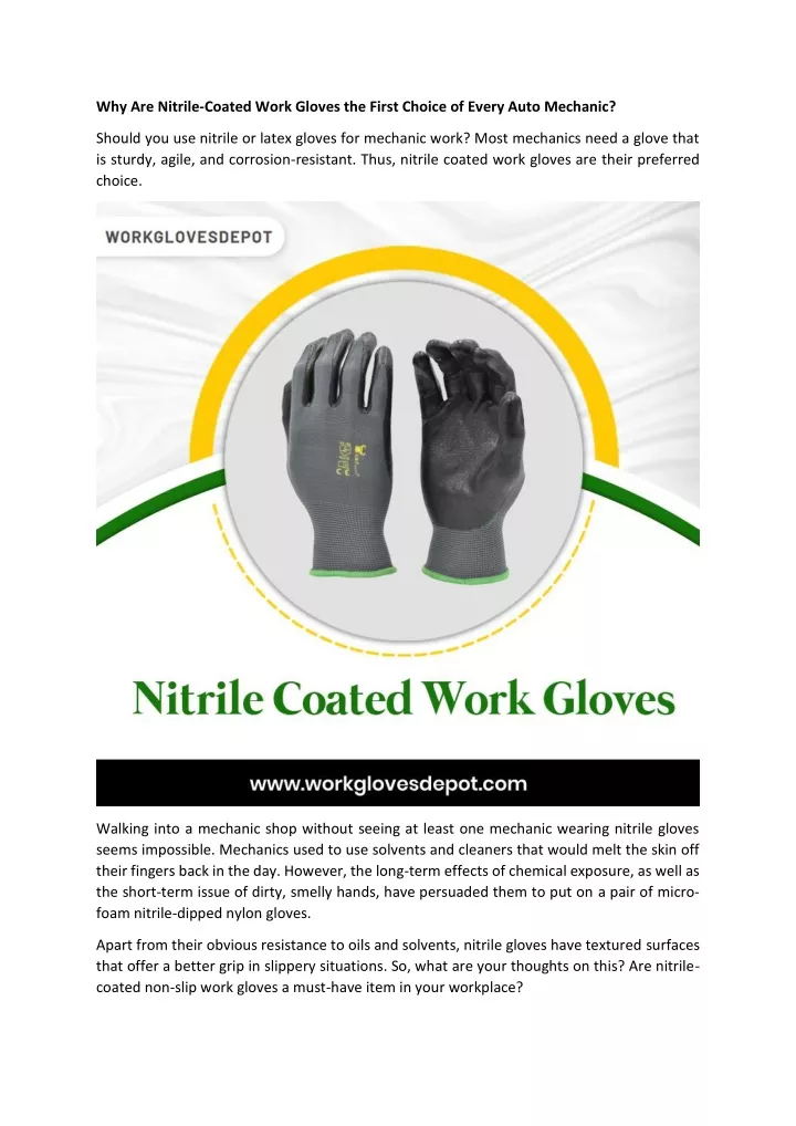 why are nitrile coated work gloves the first