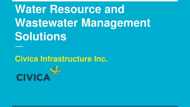 water resource and wastewater management solutions