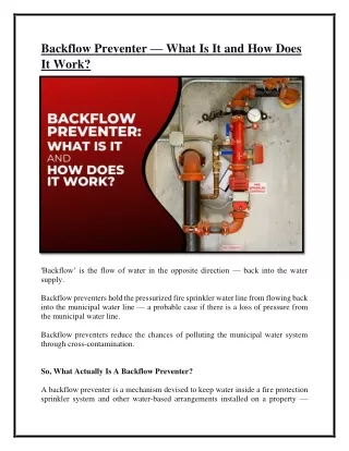 Backflow Preventer- what is it and how does it work?