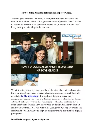 how to solve assignment issues and improve grade