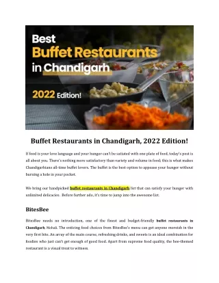 Best Buffet Restaurants in Chandigarh, 2022 Edition