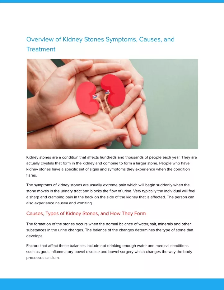 overview of kidney stones symptoms causes