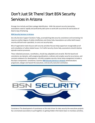 Don't Just Sit There! Start BSN Security Services in Arizona