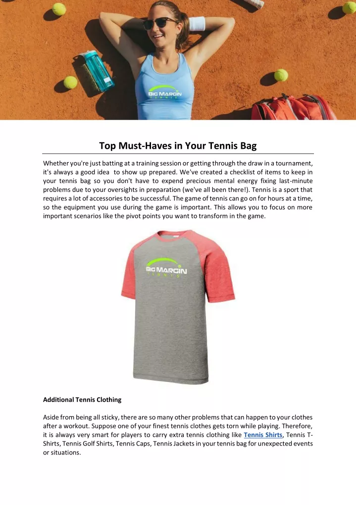 top must haves in your tennis bag